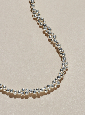 AHCHOO 时髦精B备 静奢风手工编织S925纯银串珠项链小圆珠锁骨链