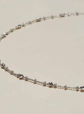 AHCHOO 静奢S925纯银碎冰冰车花项链玉石吊坠配链素链锁骨链颈链