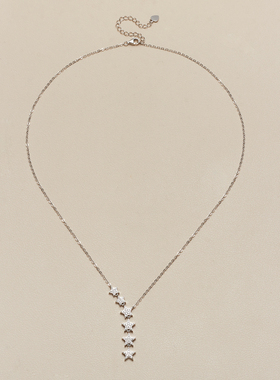 AHCHOO 静奢火彩莫桑石渐变璀璨六星项链小众高级感S925银锁骨链