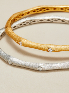 AHCHOO 静奢风S925银拉丝手环高级小众微镶锆石八芒星手镯女礼物