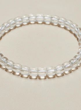 AHCHOO 天然白水晶药片手串巴西净体白幽灵手链直切桶珠转运手串