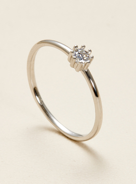 AHCHOO 静奢风超细闪耀叠戴莫桑石戒指S925银双层指环女520礼物