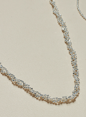 AHCHOO 静奢风S925银爆闪碎碎冰项链璀璨星河多层手工串珠锁骨链