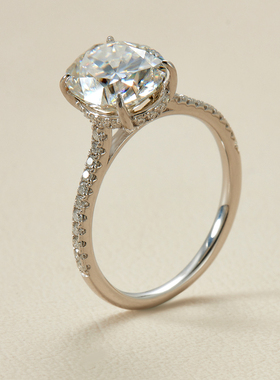 AHCHOO 静奢风高级感3克拉莫桑钻石戒指S925银鸽子蛋指环520礼物