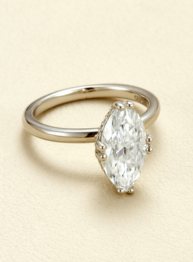 AHCHOO 静奢小众双层5克拉莫桑石戒指高级叠戴S925银水滴指环送礼