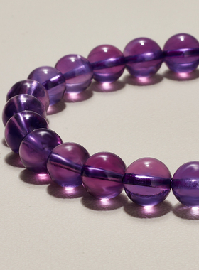 AHCHOO 天然乌拉圭原矿深紫水晶单圈手串能量转运珠弹力手环