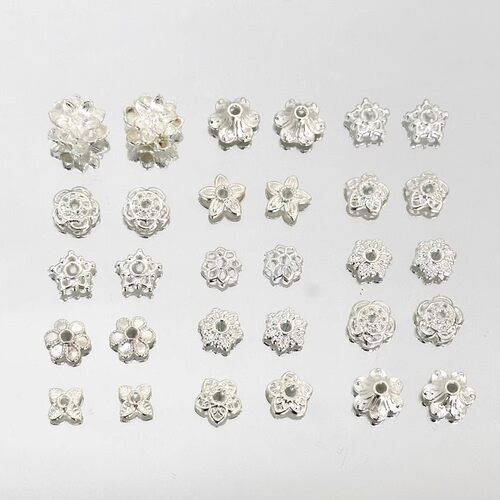 包邮亮银色合金花托莲花串珠diy项链手链隔珠子隔片手工饰品配件 - 图2