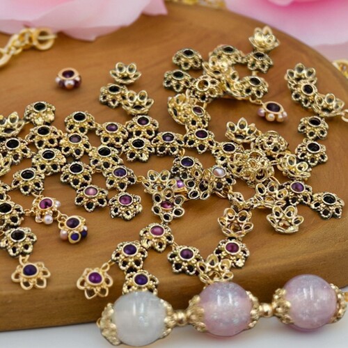 包邮6mm镂空合金花托隔珠隔片垫片串珠吊坠菩提子手工diy饰品配件 - 图0