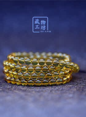 多圈墨西哥蓝珀蜜蜡原石手串