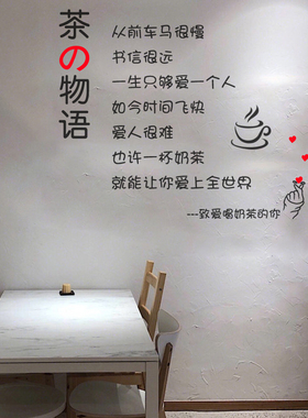 文艺风奶茶橱窗装饰画玻璃贴纸