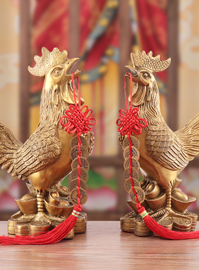 信扬黄铜招财家居铜鸡摆件