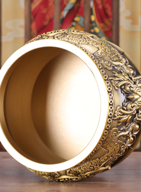 纯黄铜聚宝盆八方来财摆件