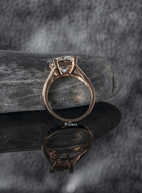 美国莫桑石时尚个性风18k金女戒