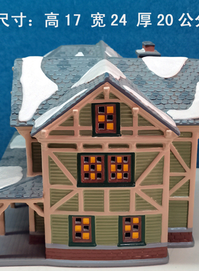 手绘美国房子雪松木屋艺术风摆件