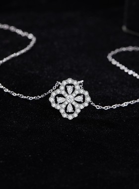 DR四叶草项链999纯银女轻奢新款设计高级感锁骨链圣诞礼物送女友