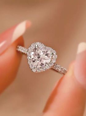 DR戒指情侣对戒999纯银一对婚戒对戒求婚结婚莫桑石钻石送男女友