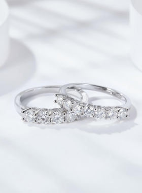 DR满天星戒指女999纯银莫桑石钻戒求婚结婚订婚戒生日礼物送女友