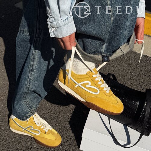 TEEDU缇度 2026春款德训鞋女鞋真皮复古轻便内增高阿甘运动鞋女 - 图3