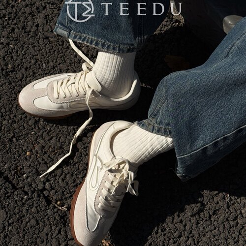 TEEDU缇度 2026春款德训鞋女鞋真皮复古轻便内增高阿甘运动鞋女 - 图0