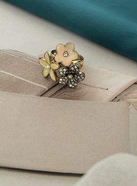 唯美戒指合金镶嵌珐琅手绘百搭