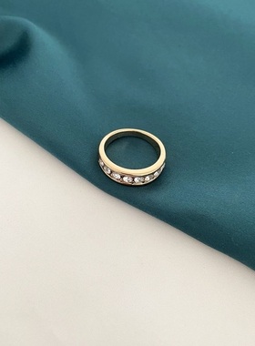 s15青岛外贸首饰品日韩金色满钻精品唯美简约秀气港风气质戒指女