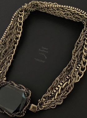 复古项链玻璃镶嵌黑宝石