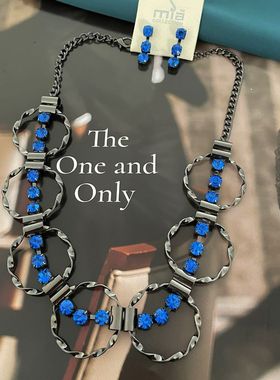 s56欧美外贸首饰时髦潮搭满钻镶嵌夸张唯美质感颜值项链耳饰套装