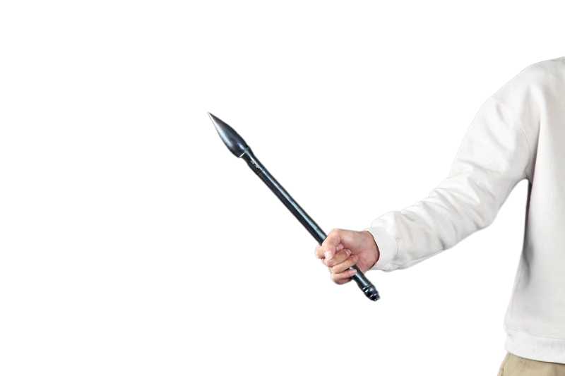 龙泉市一体实心花纹彩钢判官笔阴阳裁决铁笔棍法器兵器装备未开刃 - 图1