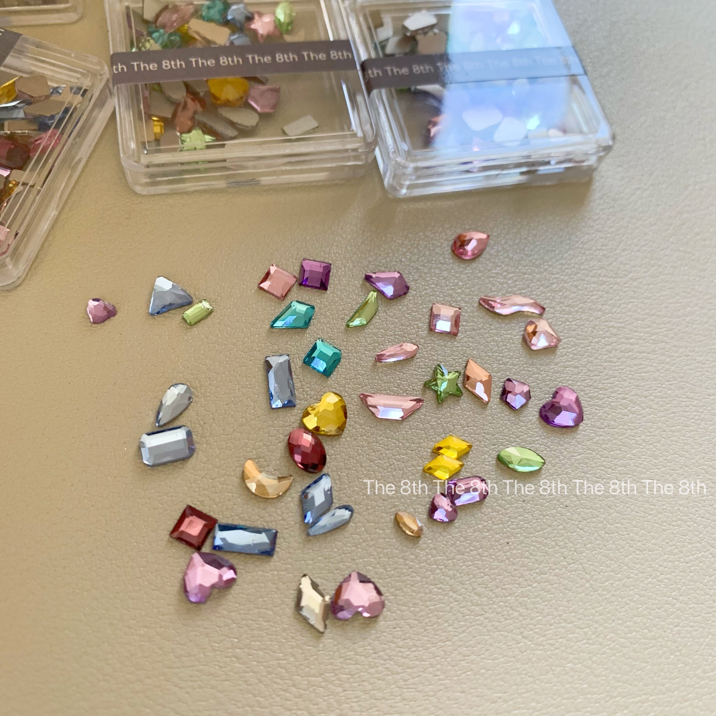 小八平底彩色钻异形混装盒装歪心八角马眼菱形钻美甲饰品指甲堆钻 - 图0