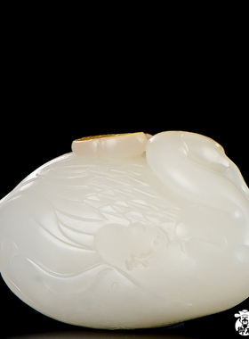 枣红皮一级白玉籽玉把件鹅如意