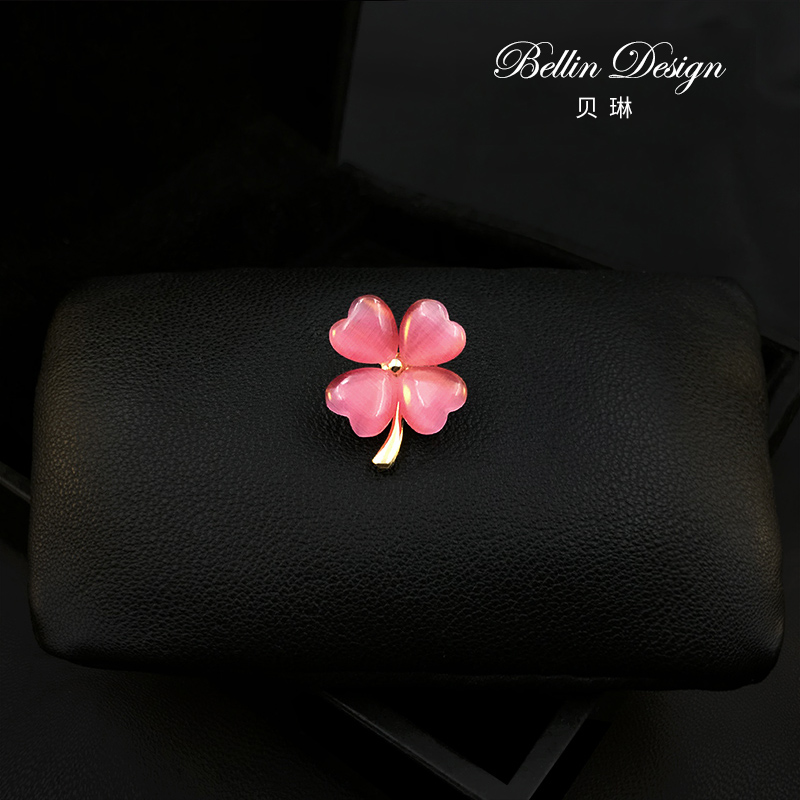 四叶草防走光扣小胸针裙子v领衣服固定免缝领针高档配饰胸花3570 - 图0