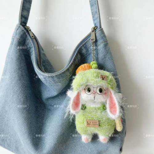 糖糖兔车挂玩偶手工钩织毛线编织diy材料包钥匙扣包挂件生日礼物 - 图1