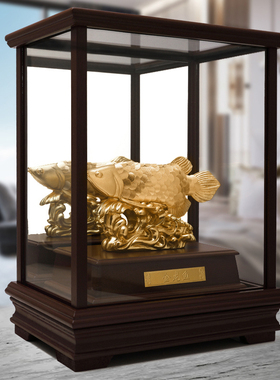 轻奢足金金箔摆件金龙鱼开业乔迁纪念庆典礼物创意客厅家居饰品