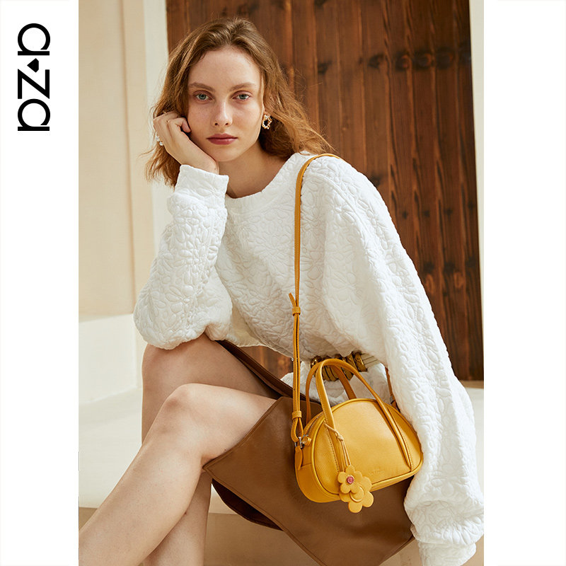 aza单肩手提贝壳包皮质可爱迷你 aza女士包袋