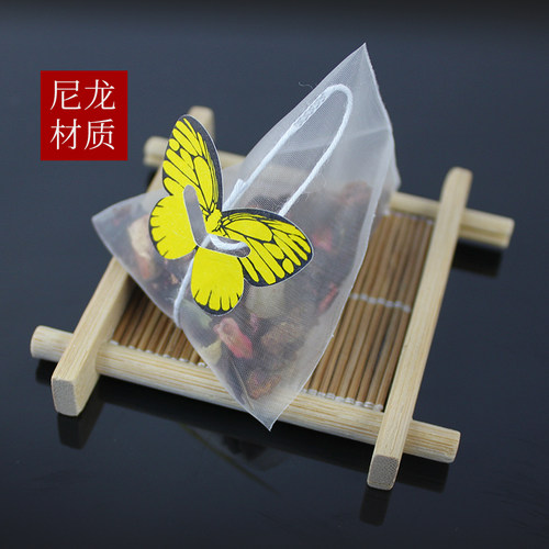 100片包邮尼龙蝴蝶标一次性茶包泡茶袋子调料包卤煮药袋过滤袋 - 图0