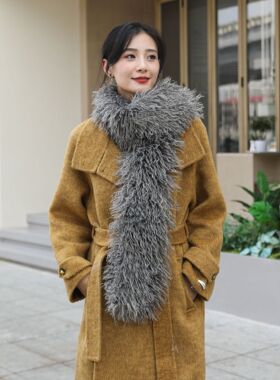 新款仿滩羊毛围脖女版时尚披肩秋冬季轻奢百搭毛绒围脖气质毛领