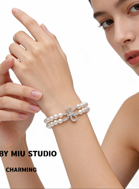 迪丽热巴同款蝴蝶结扣双排手链