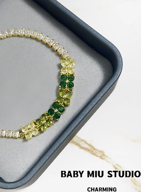 渐变色锆石手链女轻奢小众