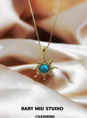 绿松石铜镀18K金小众项链锁骨链