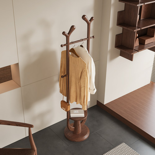 法兰思佳高档实木落地挂衣架木质衣帽架家用卧室现代美式衣服架子 - 图0