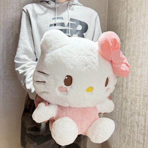 三丽鸥日本正版hello kitty粉色害羞毛绒公仔凯蒂猫大号玩偶抱枕 - 图1