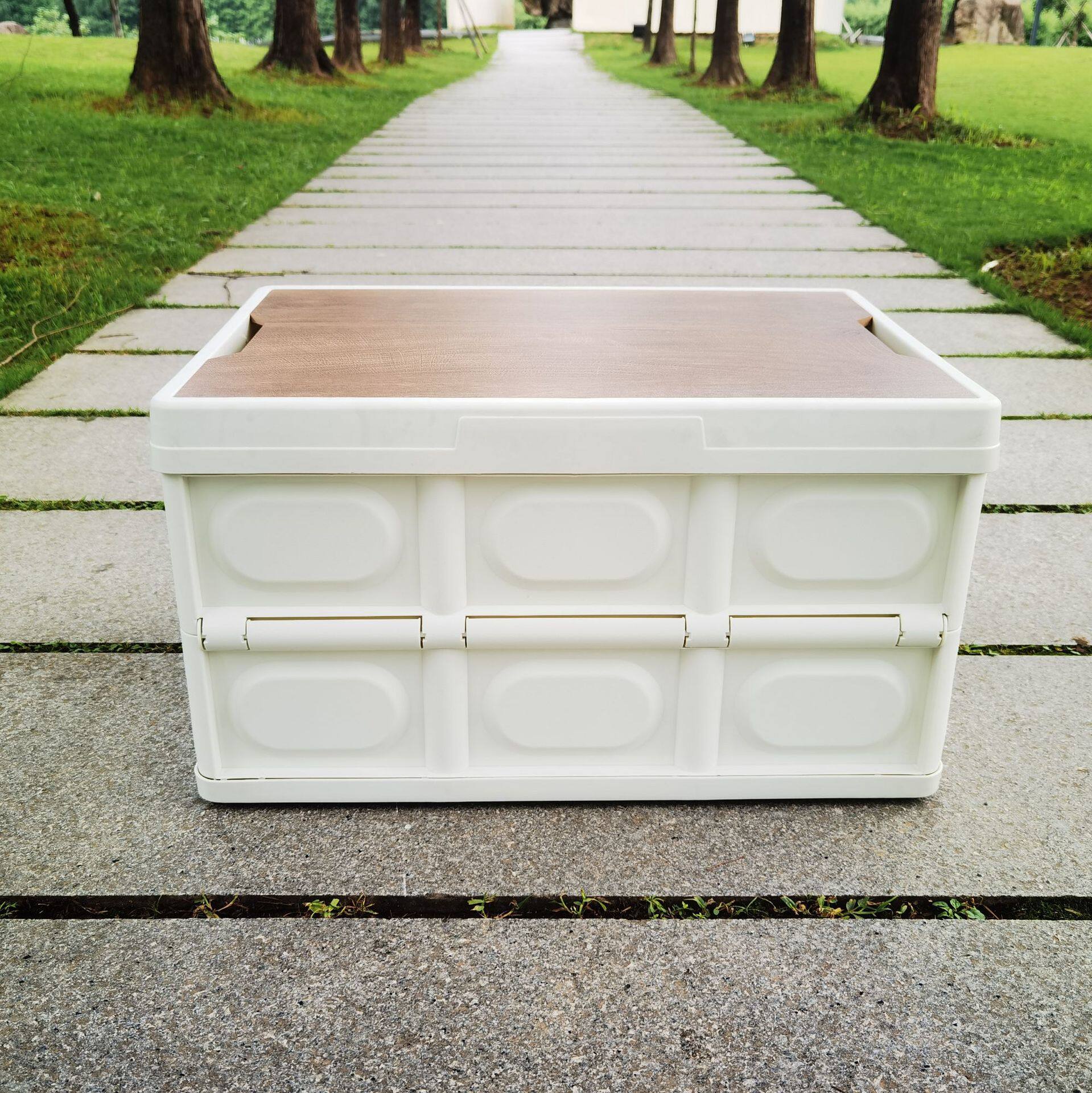 木盖野营箱收纳箱创意户外整理储物置物箱可折叠整理箱车载收纳盒