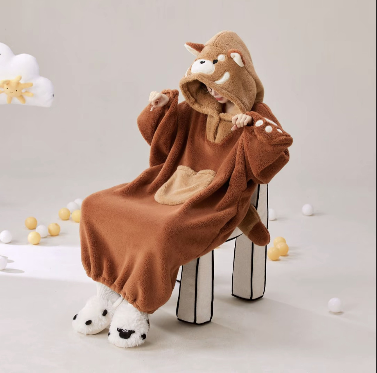 【连帽超长】秋冬外穿加绒加厚宽松大睡袍睡裙睡衣保暖长款小丑鱼,淘宝优惠券,粉丝福利购,淘宝优惠卷