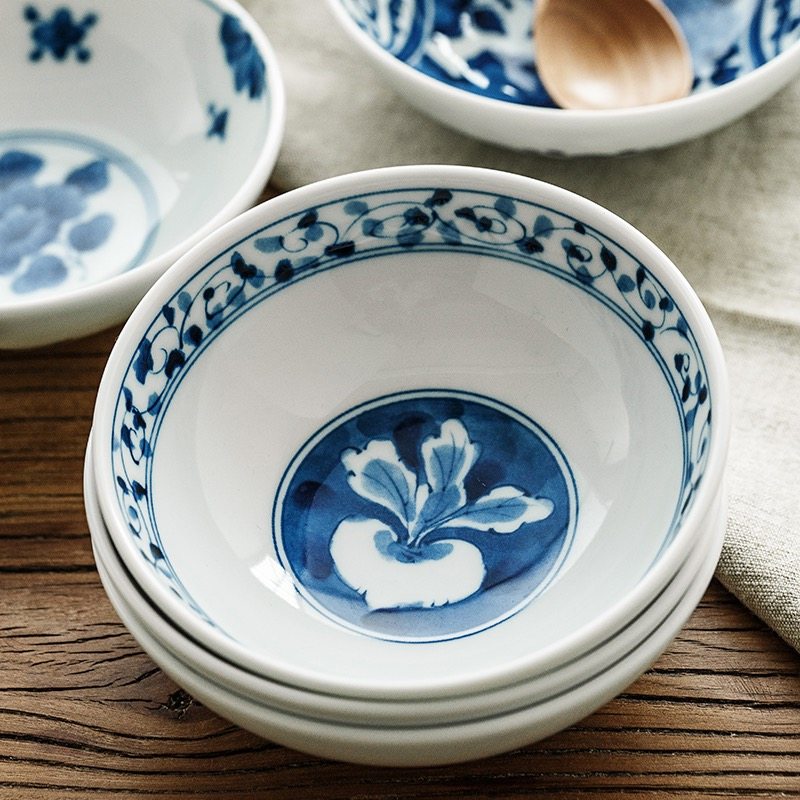 蓝凛堂小钵碗日式餐具家用釉下彩陶瓷小汤碗日本进口青花圆形小碗