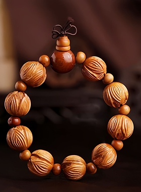 桃木莲花手链朱砂转运珠手串男女