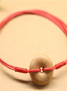桃木平安扣红绳手链金刚结红手绳
