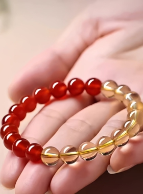 红玛瑙手链补缺土火黄水晶手串