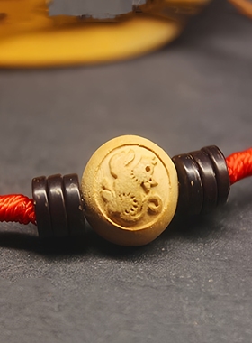 桃木生肖鼠红绳手链属鼠平安手串