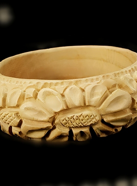 桃木手镯富贵双鱼向日葵原木镯女