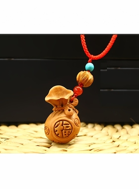 桃木福袋吊坠钱袋项链男女款挂件